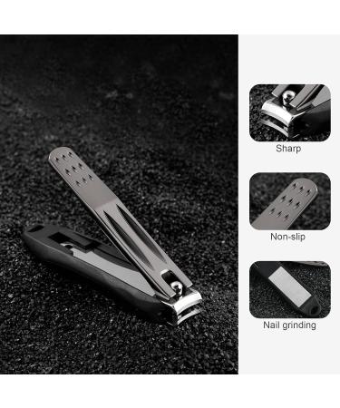 FERYES 3-in-1 Fingernail Clipper with No-Splash Nail Catcher and Metal Storage Box - Men & Women Black - Buy Online on SooperMarket.com