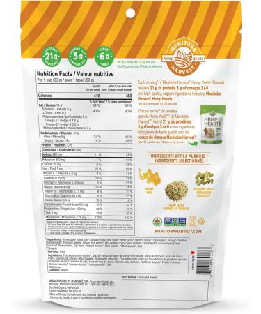 Manitoba Harvest Hemp Yeah! Granola Honey & Oats 283 g with 21 g of Protein 5 g Omegas 3 g of Fibre and 10 g Sugar Per Serving Organic Non-GMO (Pack of 6) Packaging May Vary 6 Pack Honey & Oats - Buy Online on SooperMarket.com