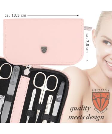 3 Swords Germany - brand quality 8 piece manicure pedicure grooming kit set in light pink fashion leather case in gift box - Made by 3 Swords LIGHT PINK - SYNTHETIC LEATHER - Buy Online on SooperMarket.com