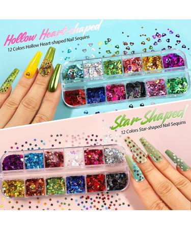 Nail Art Designs: Foil Stickers, Gems, Rhinestones, Fruit Slices, Glitter, Sequins & Holographic Decor Set B - Buy Online on SooperMarket.com