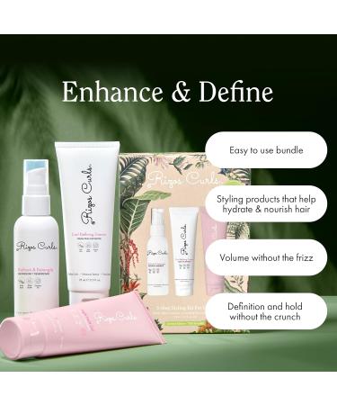 Buy Rizos Curls 3-Step Styling Kit | Enhance Define & Add Volume to Curls | Frizz Control & Shine - International Shipping Available - Buy Online on SooperMarket.com