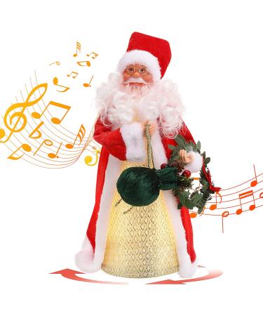 Xakay Electric Musical Santa Claus 18" Walking Singing Christmas Santa Claus Toys with Music and Lights Glowing Santa Claus Ornament Xmas Decorations Christmas Electric Dolls for Kids Funny Gift Red