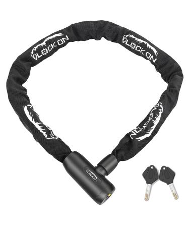 Sunya bicycle lock chain lock bike with 2 keys level 6/10 bicycle lock high safety easier to use than a numerical lock (black 100cm)