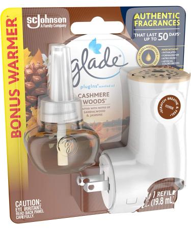 Glade PlugIns Cashmere Woods Air Freshener Starter Kit - 0.67 Fl Oz - Home and Bathroom Scented Oil Refill - 1 Warmer + 1 Refill (Pack of 1) - Buy Online on SooperMarket.com