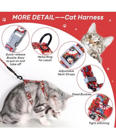 Petom Flower Pattern Cat Dishes & Adjustable Leash Set for Small to Medium Cats (S Red) - Perfect Cat Accessories for International Shipping - Buy Online on SooperMarket.com