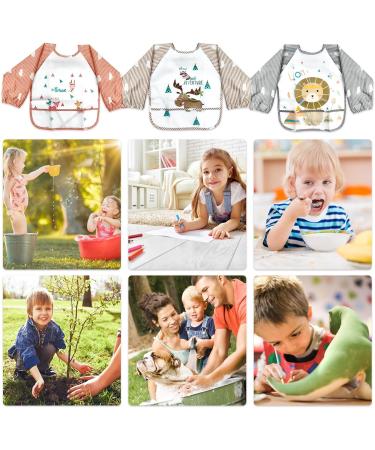 Shop LISOPO Baby Bibs - Waterproof Sleeved Bibs for 6-36 Months | 3pcs Washable & Durable - Buy Online on SooperMarket.com
