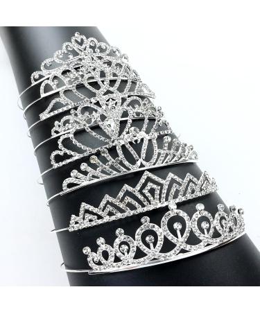 inSowni 8 Pieces Decorative Princess Dazzling Rhinestone Silver Metal Tiara Crown Headbands Wedding Birthday Party Prom Headpieces for Brides Bridesmaids Women Girls Teens Kids - Buy Online on SooperMarket.com