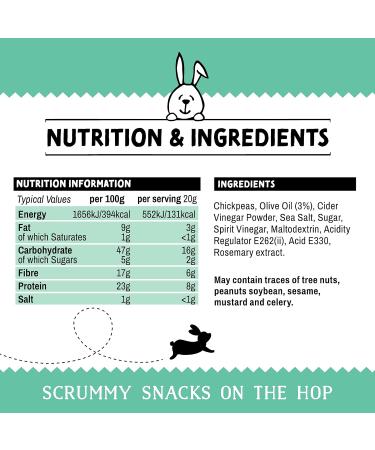 The Green Rabbit Gluten Free Roasted Chickpeas Sea Salt & Apple Cider Vinegar - Healthy Snacks High Plant-Based Protein & Fibre - Low Fat Sugar & Calories - Vegetarian & Vegan Friendly - 6x 60g - Buy Online on SooperMarket.com