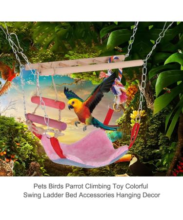 Parrot Swing Ladder Pets Birds Climbing Toy Wood Ladder Warm Hammock Cotton Rope Cage Hanging Decor for Small Animals Ferret Parrots Rat Hamster (Pink) - Buy Online on SooperMarket.com