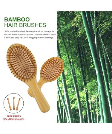 MRD Natural Bamboo Hair Brush Set - Wide-Tooth Paddle Comb for Women Men Kids - Ideal for Thick Thin Curly Dry Hair - No Bristle Detangling Kit - Buy Online on SooperMarket.com
