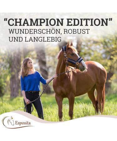 Esposita Halfter Champion Edition - Soft Synthetic Fur Stallhalter & Fellhalfer in Navy/Rosegold (Full/WB) - International Shipping Available - Buy Online on SooperMarket.com