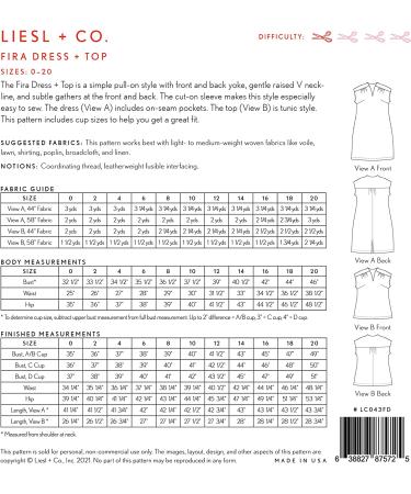 Fira Dress + Top Sewing Pattern: Versatile and Stylish DIY Clothing - Buy Online on SooperMarket.com