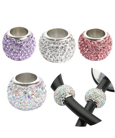 4pcs Bling Crystal Stethoscope Charms, Charmed Crystal Stethoscope Charms, Round Stethoscope Id Name Tags for Nurse Accessory, Nurse RT Vet, Violet Kiss Crystal.