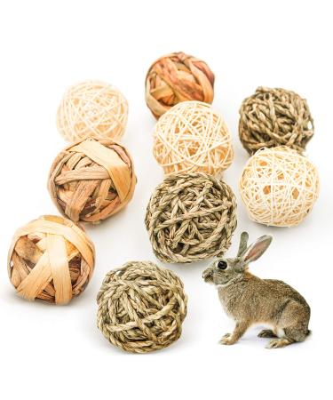 9 pieces of chewing cases small animals grass toys for rabbits guinea pigs chinchilla rabbits natural balls delicacies braided straw straw funny toys for small animals
