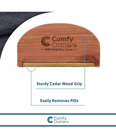 Comfy Clothiers Multi-Fabric Cedar Wood Sweater Comb - Defuzz Cashmere, Wool & More - Lint & Pilling Remover for Refreshed Clothes - Buy Online on SooperMarket.com