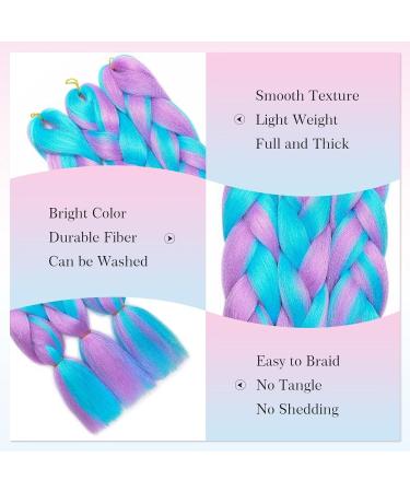 Tess Braids Extensions - Light Purple/Blue Jumbo Kanekalon 60cm Ombre Hair Braid (100g) for Box Braids - 1 Piece - Buy Online on SooperMarket.com