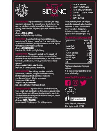 The Biltong Man | Peri-Peri Beef Biltong | Healthy High Protein Dried Chilli Beef Snack | (1000 Grams) 1000 Grams - Buy Online on SooperMarket.com