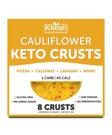 Kbosh Keto Crusts - The #1 Cauliflower Keto Pizza Crust - Only 1 Carb & 40 Cals per serving - Delicious, Sugar-Free, Low Carb Crusts for Keto-Friendly Recipes - 4 EZ Store Packs - 8 Crusts Cauliflower Keto Crust