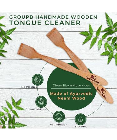 Neem Wood Tongue Cleaner | Organic Handmade Tongue Scraper Stick for Oral Care | Pack of 2 - Buy Online on SooperMarket.com