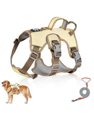 Multi-purpose dog harness with a leash set outbreak-proof anti train dog harness anti-train dishes dog safety dishes dog harness Small dogs for small medium-sized dogs (beige l) l Beige