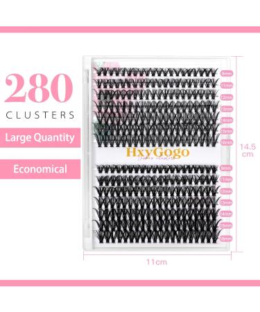 HxyGogo DIY Wispy Clusters Lash Extensions 280 pcs - Natural Look, Reusable Individuals - 30D-40D - Buy Online on SooperMarket.com