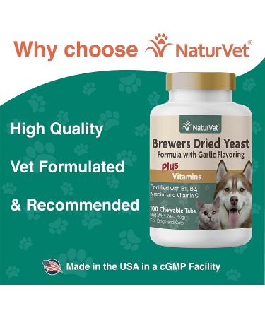 NaturVet Brewer Dried Yeast & Garlic Vitamins for Dogs & Cats - 100 Count | Premium Pet Supplements for Health - Buy Online on SooperMarket.com
