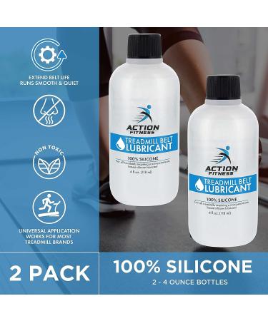 Action Fitness 100% Silicone Treadmill Belt Lubricant 8oz (2 Pack) - Full Width Lubrication, Controlled Flow, Odorless - Includes Application Tubes - Buy Online on SooperMarket.com