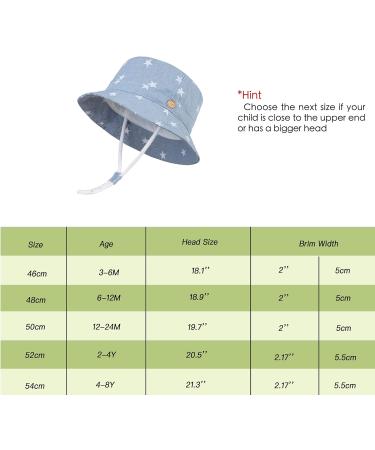 LANGZHEN Beach Sun Protection Hat for Girls | Adjustable Wide Brim Toddler Kids Summer Play Hat with Chin Strap | Light Blue Stars, 4-8 Years - Buy Online on SooperMarket.com