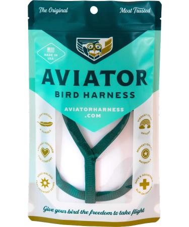 The AVIATOR Bird Harness & Leash Made in America L Green