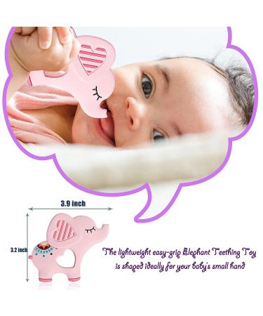 Bigspinach Soft Pink Elephant Teether | Silicone Teething Toy for Babies 0-12 Months | Gum Massager & Anxiety Relief | Gift for Girls - Buy Online on SooperMarket.com