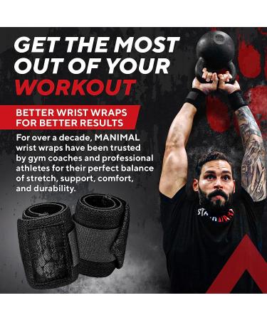 MANIMAL Wrist Wraps: Ultimate Support for Weightlifting, Strength Training, Bodybuilding, and Crossfit - Prevent Wrist Pain, Comfortable & Durable Design - 3 Years of Daily Use - Backed by Night Stalker - Buy Online on SooperMarket.com