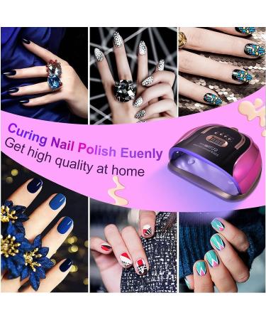 256W UV LED Nail Lamp for Gel Nails - Professional Salon Curing Light with 4 Timer Settings and Dual Light Beads - Includes 6 Free Gifts - Buy Online on SooperMarket.com