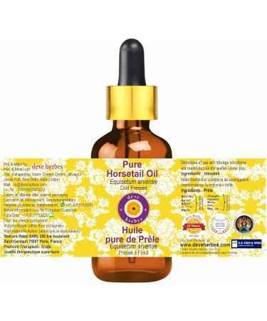 Deve Herbes Pure Horsetail Oil (Equisetum arvense) with Glass Dropper Cold Pressed 30ml (1 oz) - Buy Online on SooperMarket.com
