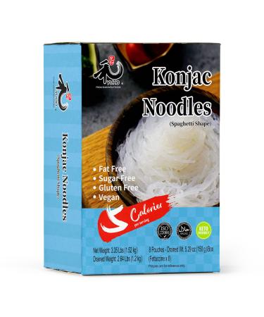 YUHO Shirataki Konjac Angel Hair Pasta, 8 Pack Inside, Vegan, Low Calorie Food, Gluten Free, Fat Free, Keto Friendly, Low Carbs, Holiday Gifts, Healthy Diet 53.61 Oz (1520 g)