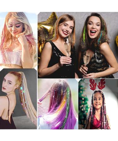 47 Inches Hair Tinsel Kit: 1200 Strands in 6 Colors - Sparkling Shiny Extensions for Colorful Glitter Hair - Includes Tools - Buy Online on SooperMarket.com