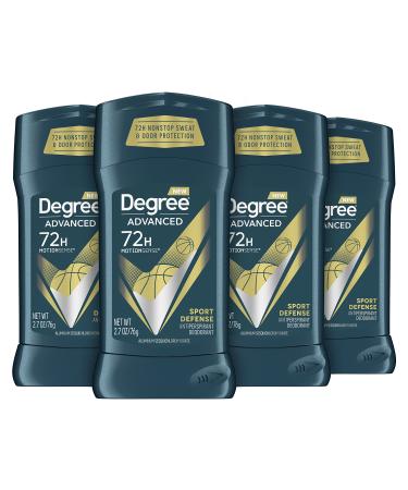 Degree Men Advanced Protection Antiperspirant Deodorant 72-Hour Sweat and Odor Protection Sport Defense Antiperspirant For Men With MotionSense Technology 2.7 oz, Pack of 4 Stick