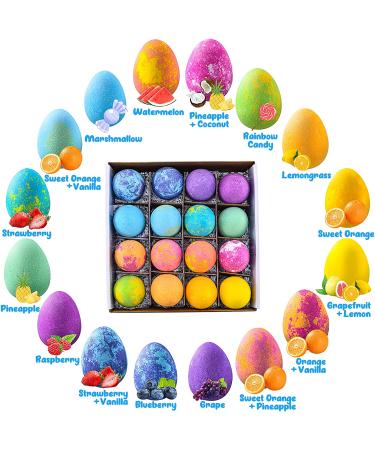 Dino Egg Bath Bombs for Kids - 16 Pack with Toys Inside Surprise | Vegan Essential Oil Spa Fizzies for Boys, Girls, Women | Skin Moisturizing Bubble Bath Bombs - Buy Online on SooperMarket.com