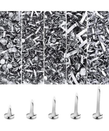 1000 Pieces Paper Fastener Brass Fasteners Round Prong Fasteners Metal Mini Brads Decorative Crafting Supplies for Kids Craft Art School Project Scrapbooking Brad DIY  5 Sizes (Silver)