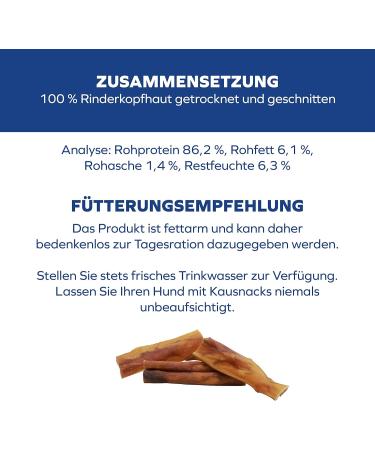 Schwenner Pet Food - Dried Beef Head Skin for Dogs | Dental Care Snacks - 1kg (20cm Pack) - Buy Online on SooperMarket.com