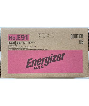Energizer Max E91 AA Batteries - a case of 144 Counts AA Batteries - Made in The USA