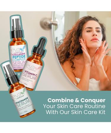 Natural Firm & Glow Skincare Set - Vitamin C, Peptide Complex, Niacinamide Serums | Eva Naturals - Buy Online on SooperMarket.com