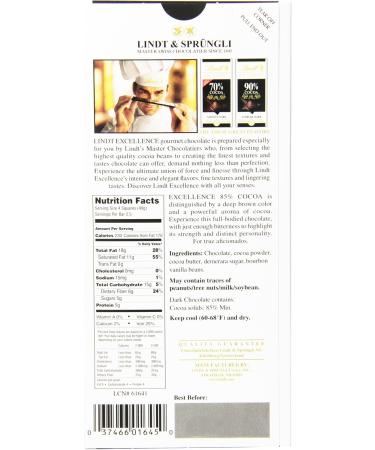Lindt Excellence Extra Dark Chocolate 85% Cocoa 3.5-Ounce Package by Lindt - Buy Online on SooperMarket.com