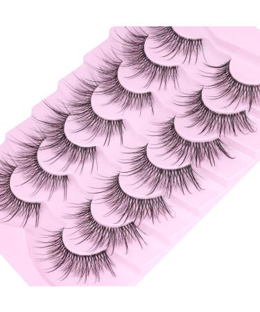 Geeneiya Wispy 3D Mink Lashes - Clear Band Cat Eye Look | Fluffy Reusable False Eyelashes | 7 Pairs I-Fairy Cross - Buy Online on SooperMarket.com