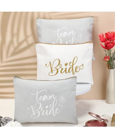 Bride Gift Set - 24 Pieces Bachelorette Proposal, Makeup Bags, Hair Scrunchies, Satin Hair Ties, Wedding Cards - Silver & Gold Theme - Buy Online on SooperMarket.com