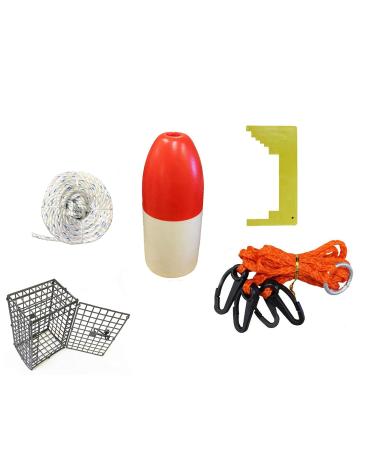 KUFA Sports Crabbing Accessory kit 100' Non-Lead Sinking line/Clipper/Harness/Bait Cage & Float Crabbing Accessory Kit BLUE Medium