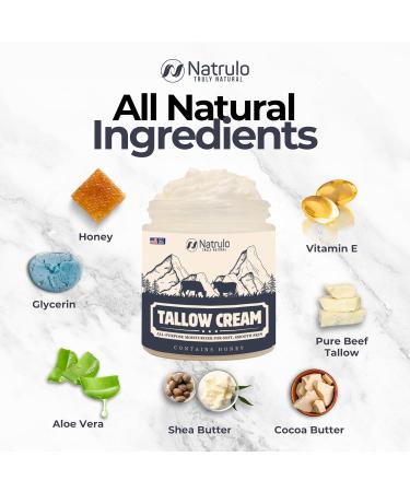 Beef Tallow Cream | All Natural Grass Fed Balm for Eczema & Dry Skin | Moisturizing Face & Body Lotion Made in USA - Buy Online on SooperMarket.com