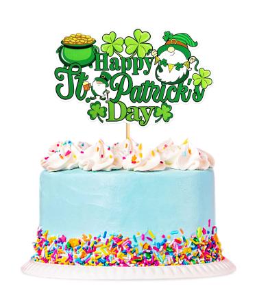 Cyodoos 1Pc Happy St. Patrick's Day Cake Topper Shamrock Cake Pick for St.Patricks Baby Shower Party Supplies Birthday Decorations Cy-24-sp-001