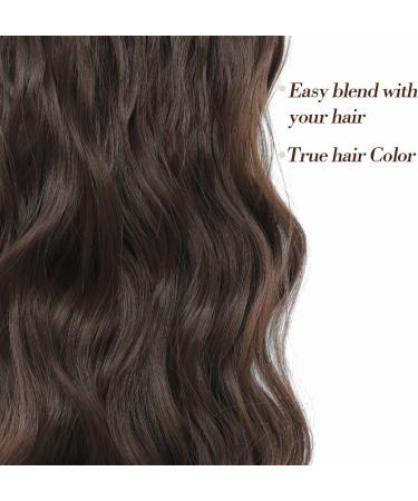 Natural Brown Curly Wavy Clip in Hair Extensions - 4PCS, 20 Inch Full Head Synthetic Hairpieces - Buy Online on SooperMarket.com