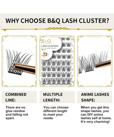 D-16mm Cluster Lashes 72 Clusters | Volume Eyelash Extensions DIY Kit | Soft Wispy Individual Lashes | B&Q Lash Clusters - Buy Online on SooperMarket.com