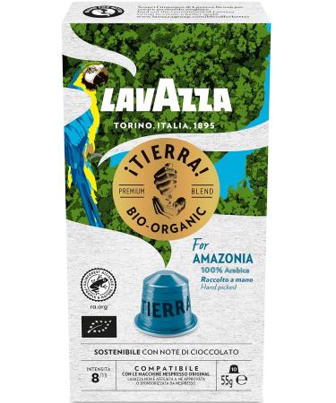 Lavazza Tierra for Amazonia Bio Organic full -bodied espresso with aromas of chocolate and dried fruits 10 capsules nespresso compatible tierra for amazonia 10 pieces (1 Pack)